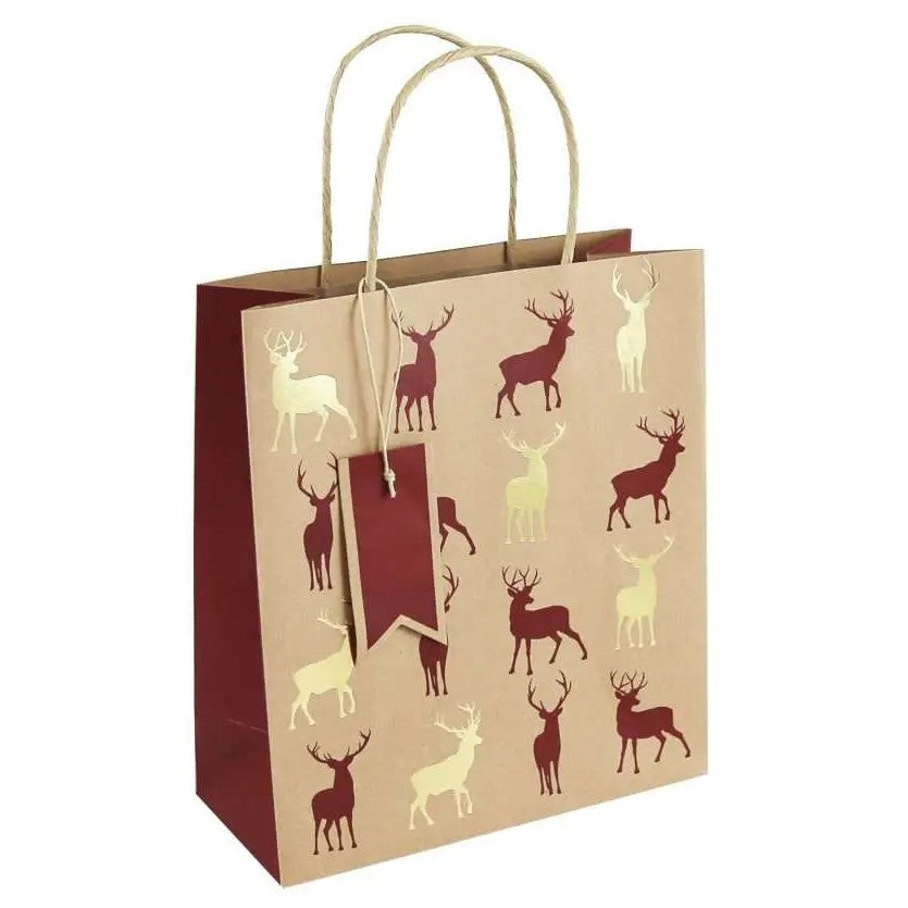 Christmas Gift Bag Small 25 x 21cm Brown Deer