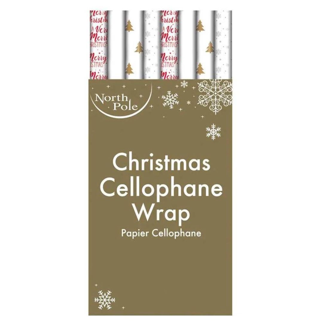 North Pole Christmas Cellophane Roll Wrap 2mt x 1pc Assorment