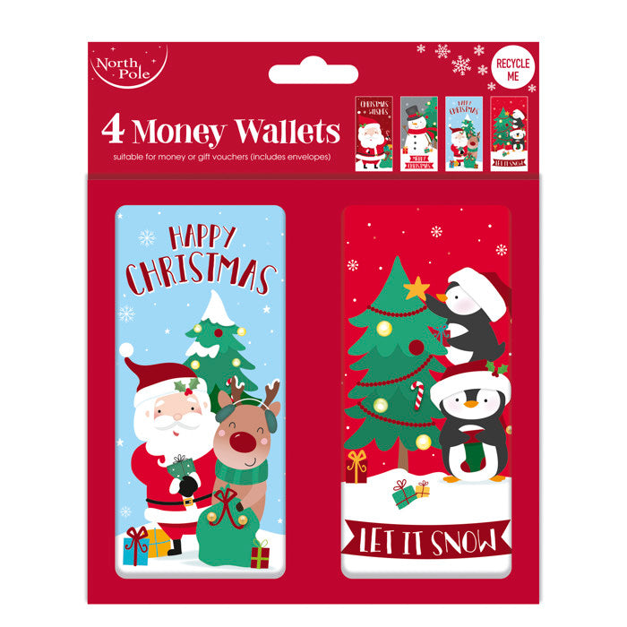 North Pole 4 Money Wallet Assortment Santa