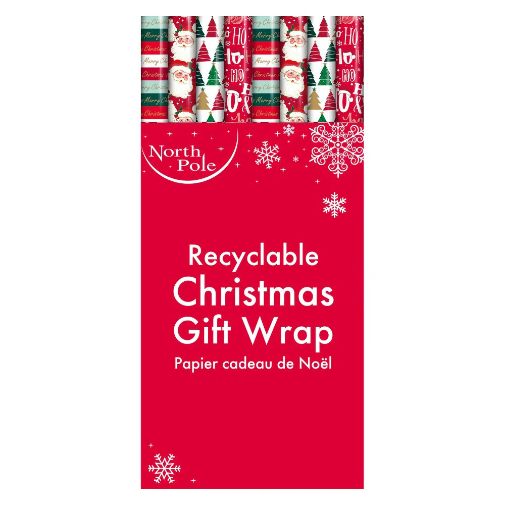 Eurowrap Christmas Wrapping Paper Roll 0.7 x 4m - Merry Christmas x 1pc Assortment