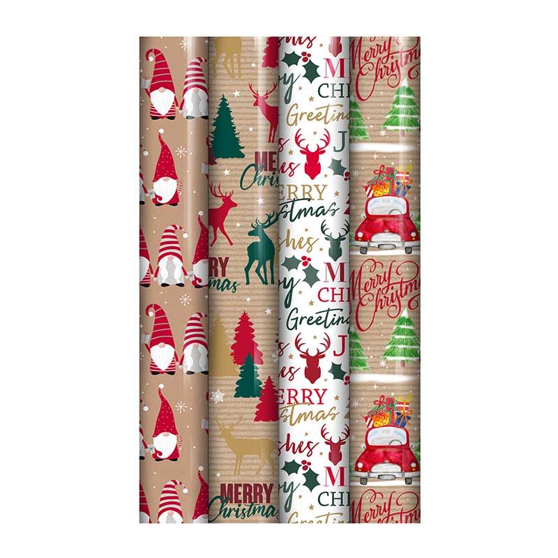 North Pole Christmas Wrapping Paper 0.7 x 4m Classic x 1pc Assortment