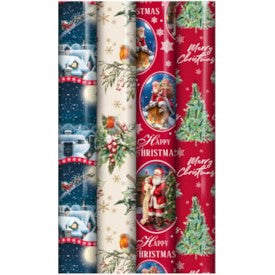 North Pole Christmas Wrapping Paper 0.7 x 7m Classic 5 x 1pc Assortmen