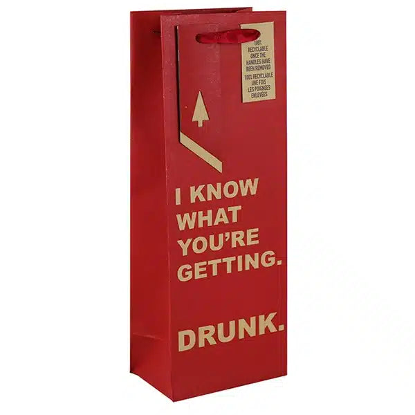 Clairefontaine Gift Bottle Bag Red "I Know What You're Getting. Drunk"