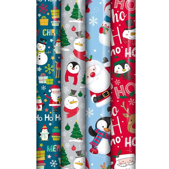 North Pole Christmas Wrapping Paper 0.7 x 7m Cute 9 x 1pc Assortment