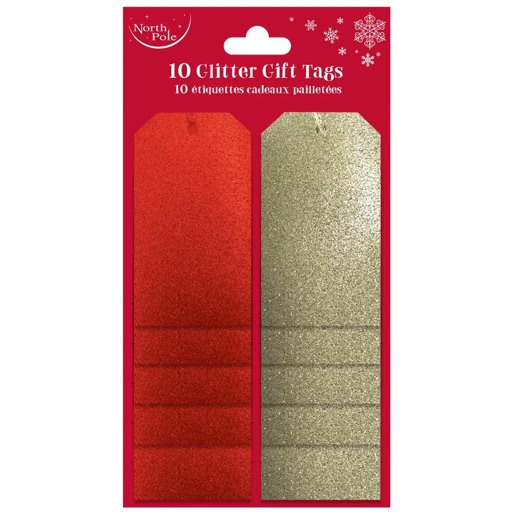 Eurowrap Glitter Gift Tags A Pack Of 10pcs - Red/Gold