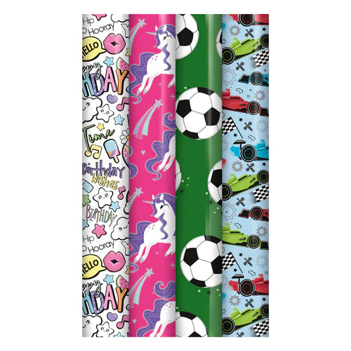 Eurowrap Gift Wrapping Paper Roll 0.7 x 3m - Kids x 1pc Assortment