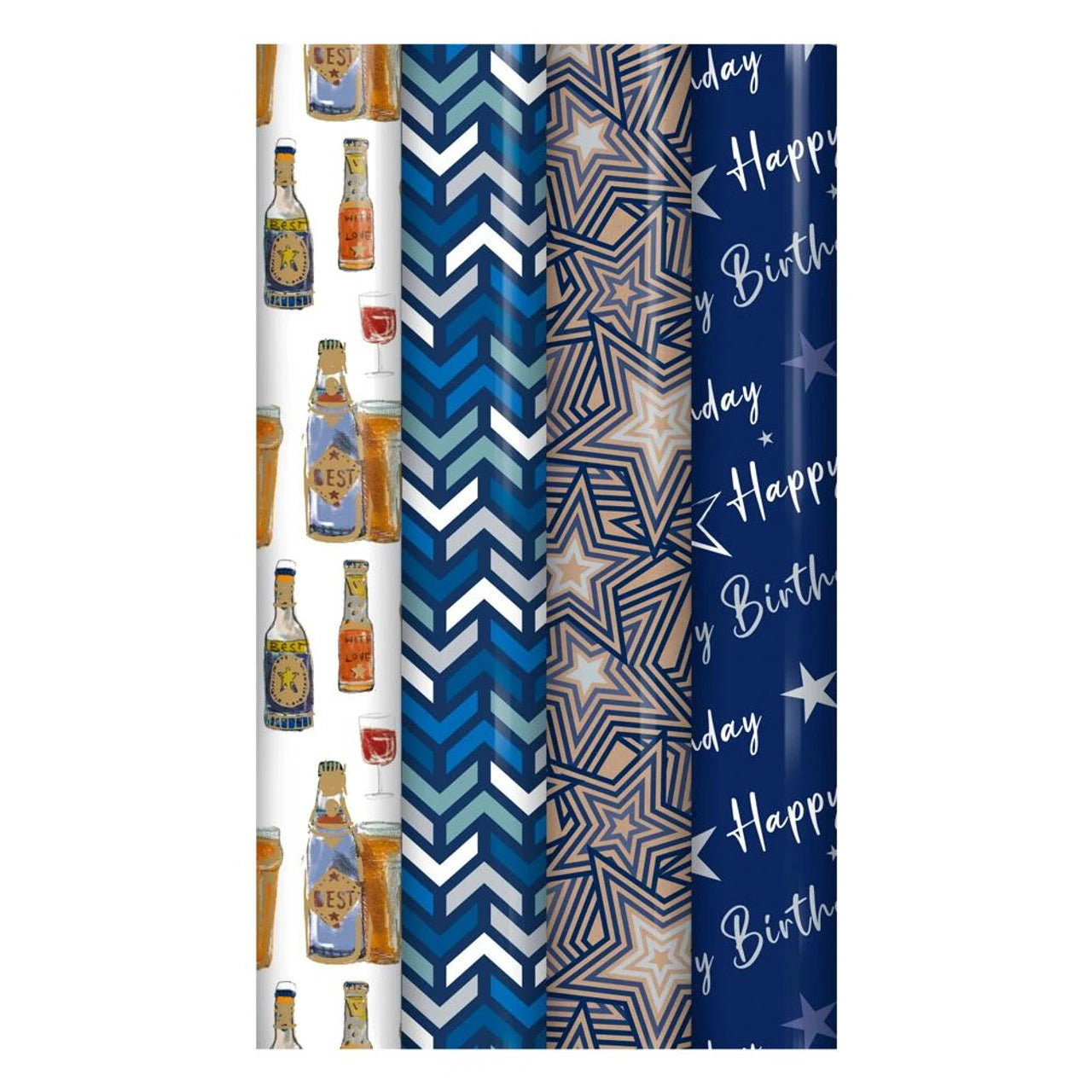 Eurowrap Gift Wrapping Paper Roll 0.7 x 3m - Men's Birthday x 1pc Assortment