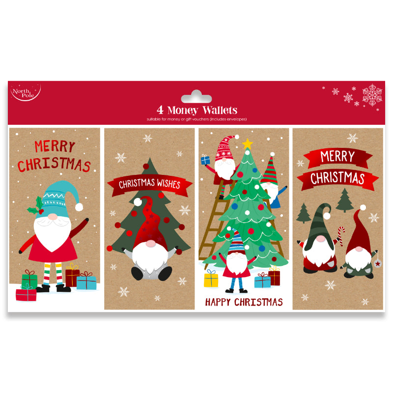 Eurowrap A Pack Of 4pcs Christmas Money Wallet Cards - Gonk
