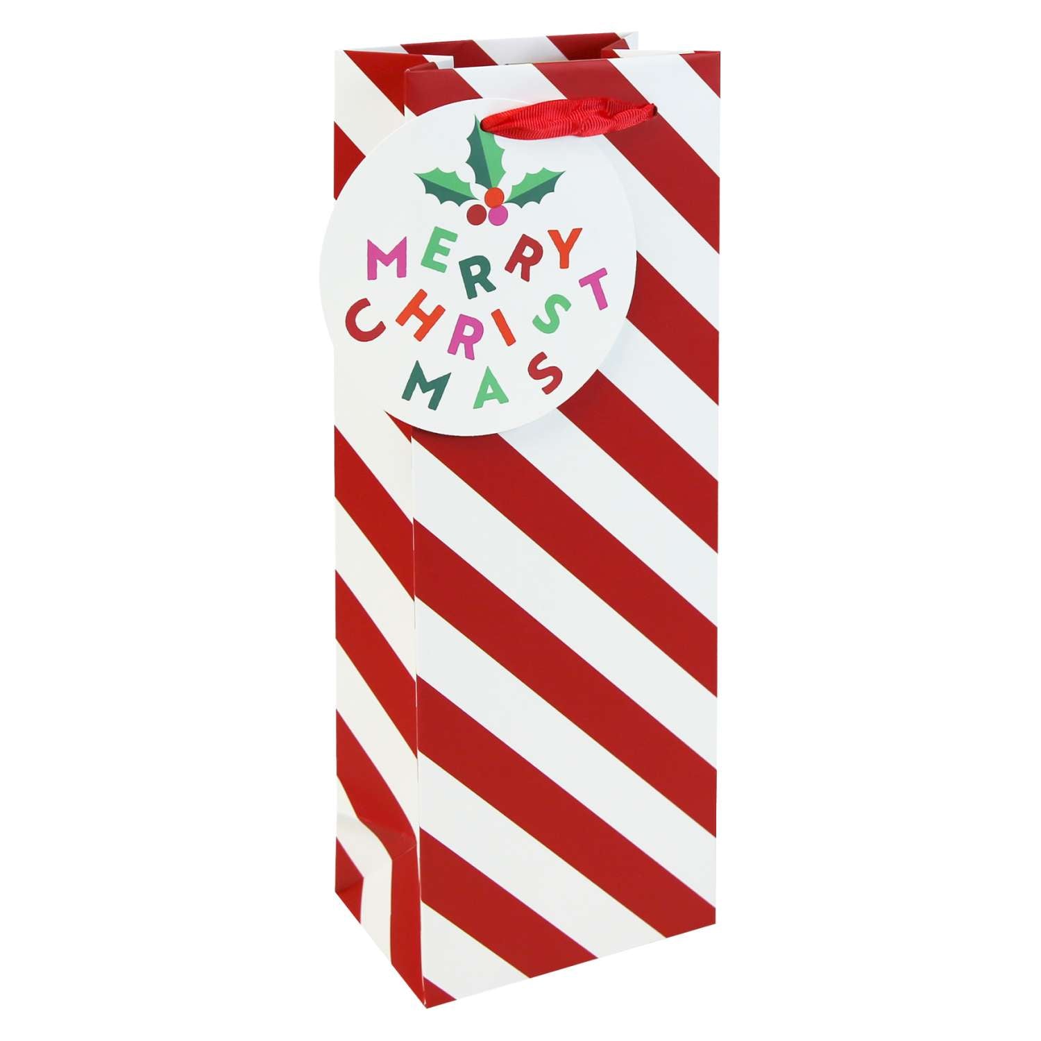 Eurowrap Christmas Bottle Bag 35 x 13cm - Candy Cane