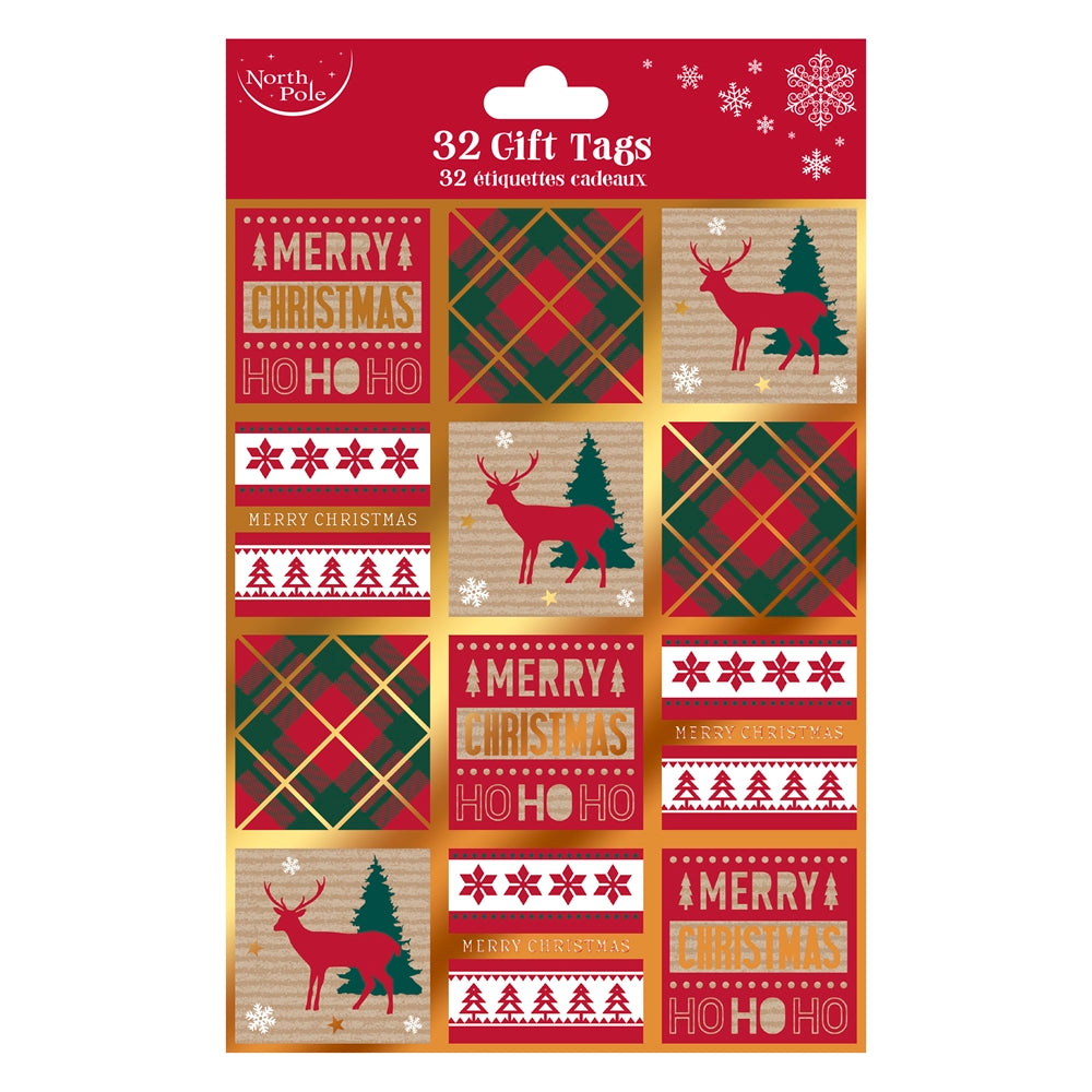 Eurowrap Gift Tags A Pack Of 32pcs - Kraft