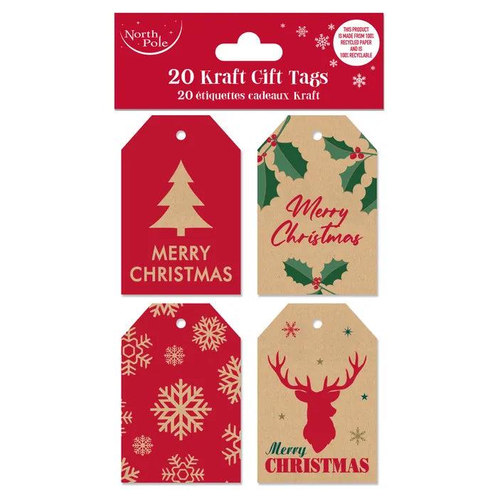 Eurowrap Gift Tags A Pack Of 20pcs - Kraft