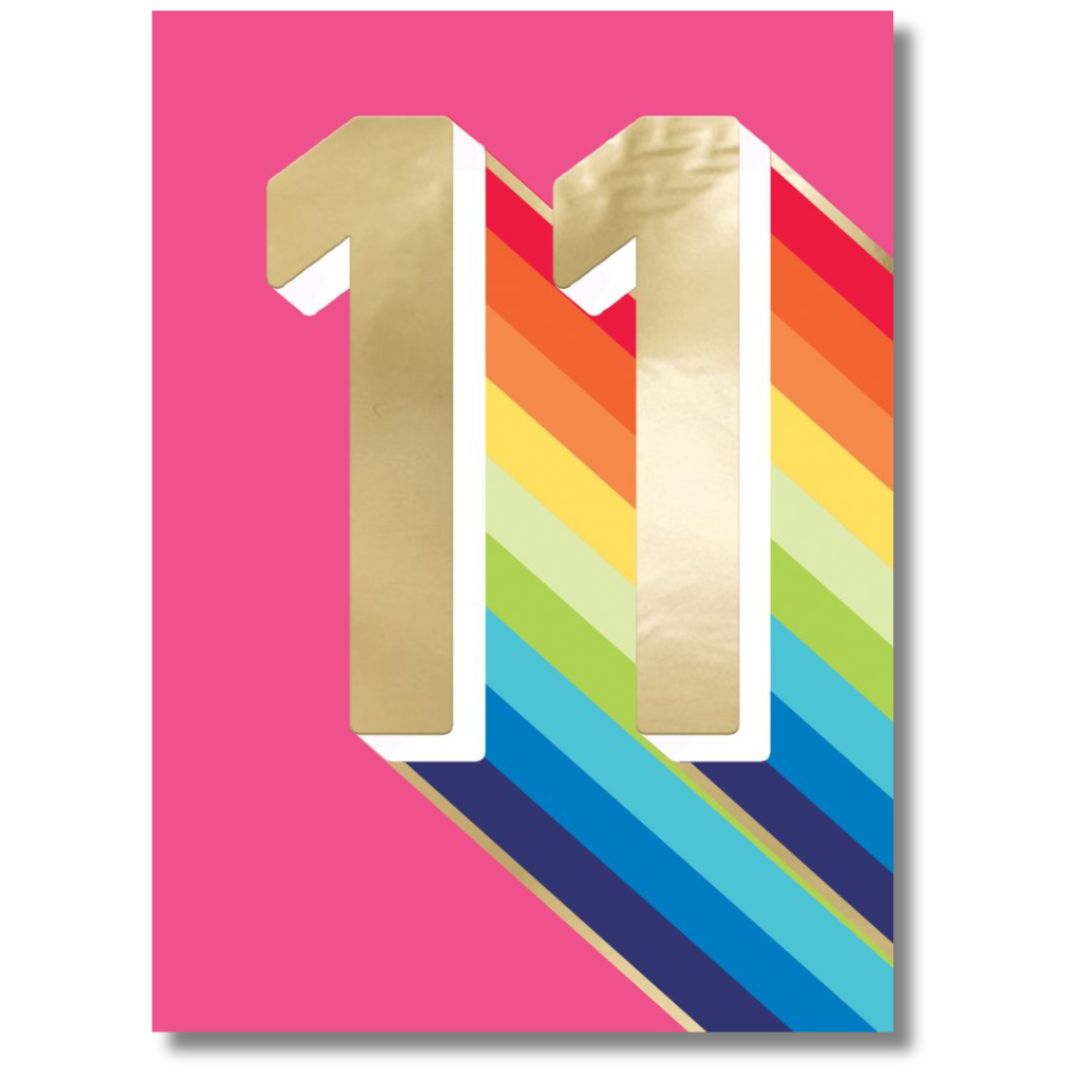 11th Birthday Greeting Card Pink