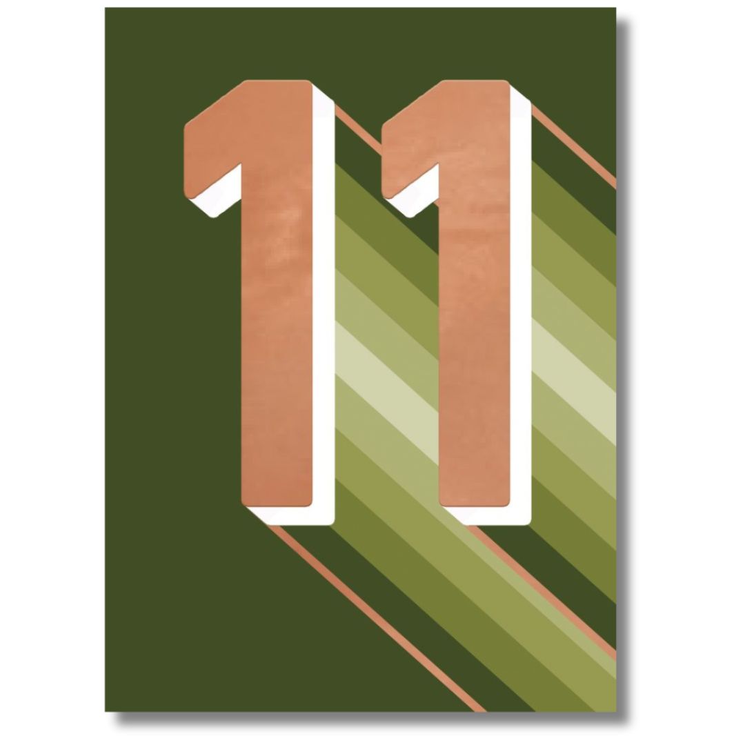 11th Birthday Greeting Card Green