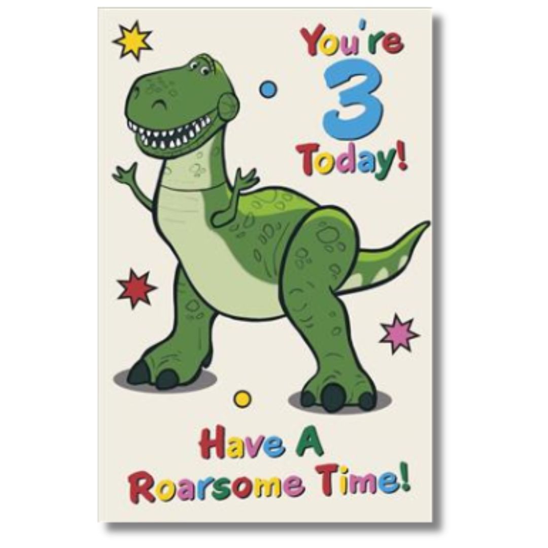 You're 3 Have A Roarsome Time! - Greeting Card