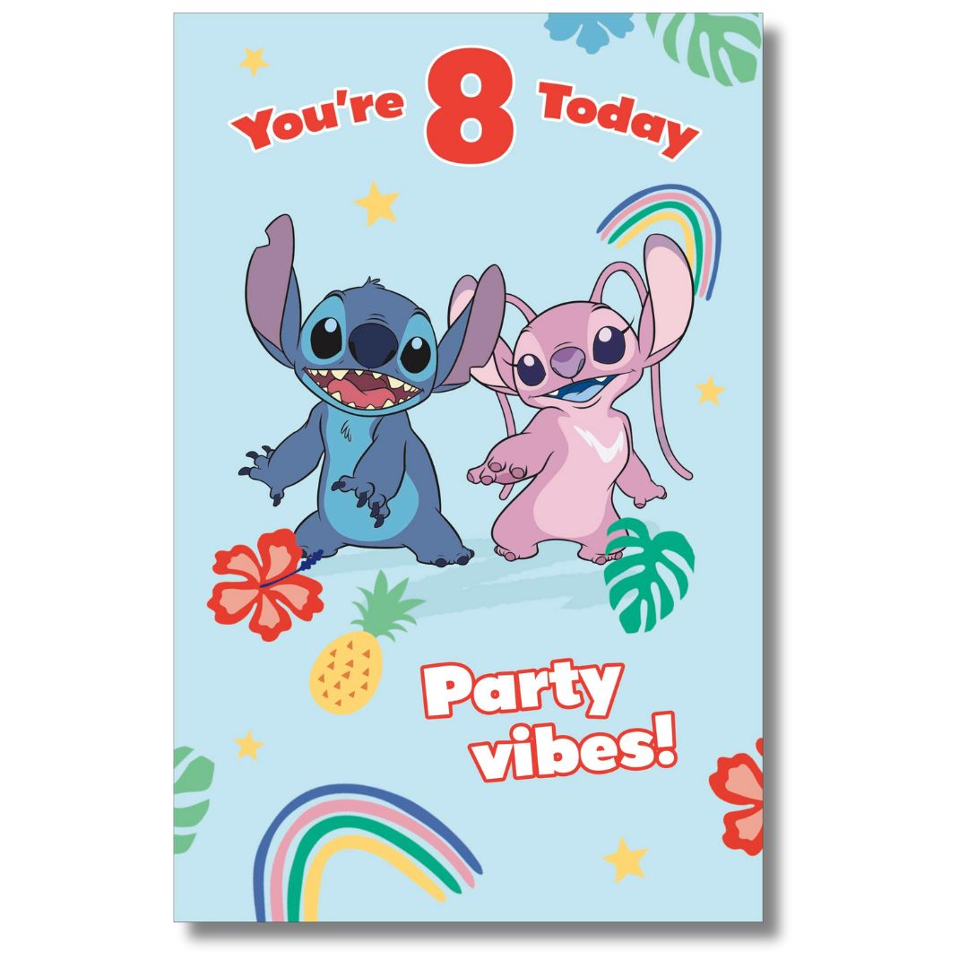 Disney Stitch You're 8 Today! Birthday - Greeting Card