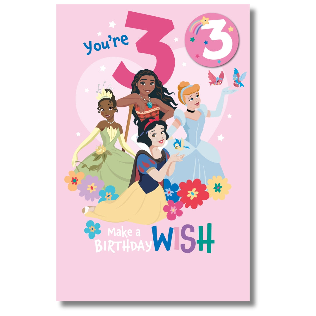 Carlton Disney You're 3 Make A Birthday Wish - Greeting Card