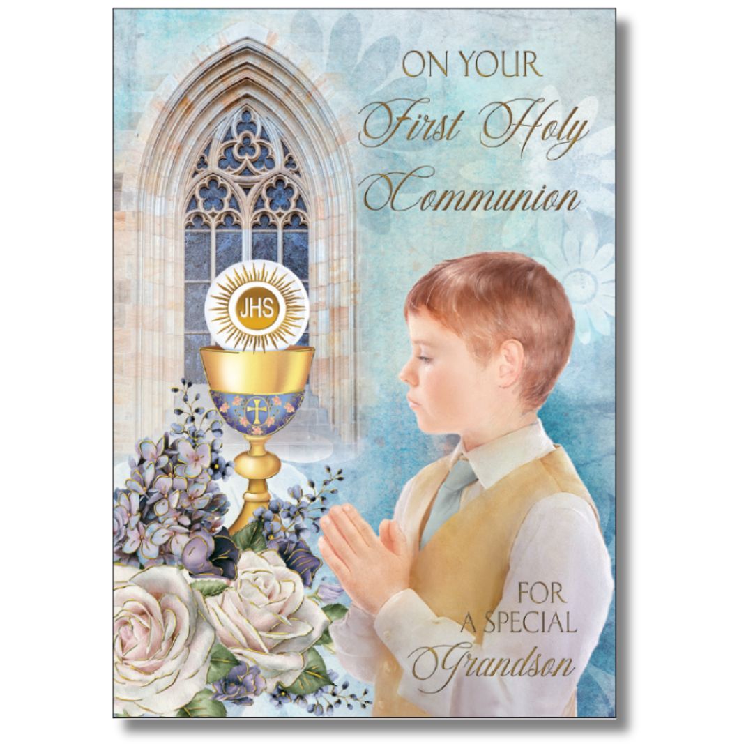 On Your First Holy Communion For A Special Grandson - Greeting Card