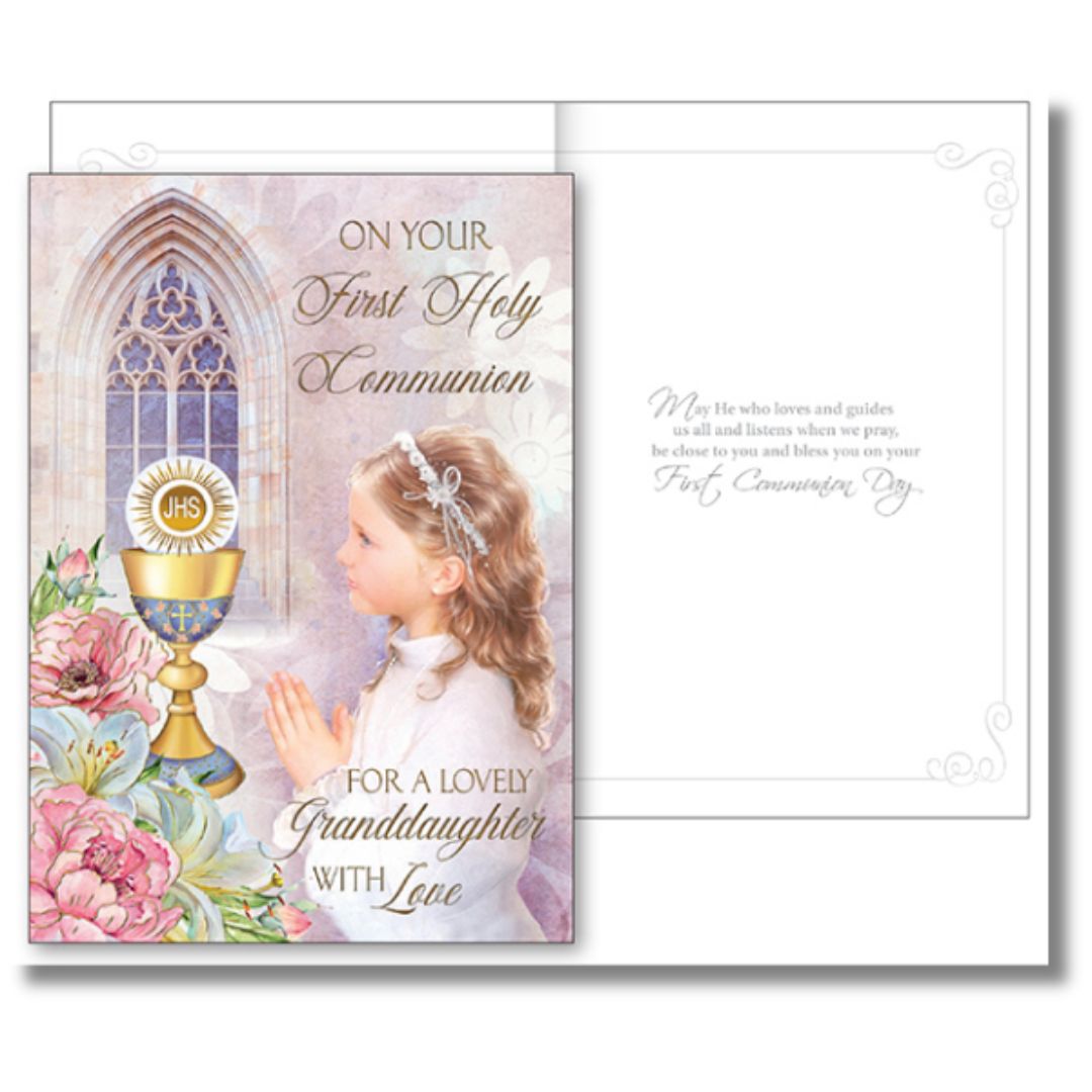 On Your First Holy Communion Granddaughter - Greeting Card