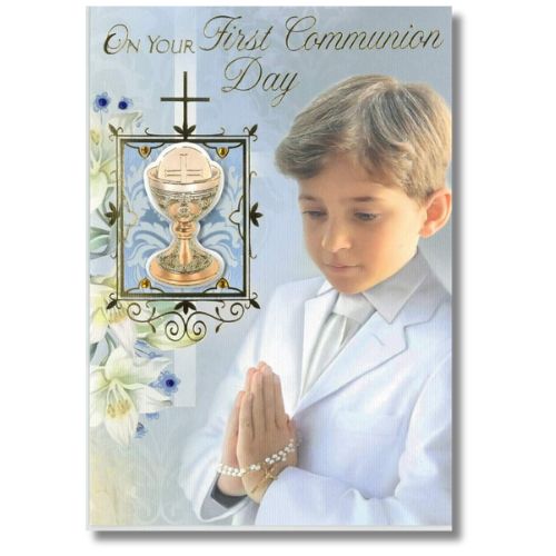 On Your First Communion Day - Greeting Card Blue