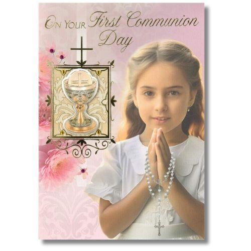 On Your First Communion Day - Greeting Card Pink