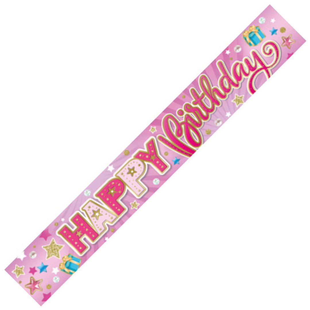 Sensations Foil Greetings Banner Happy Birthday 270 x 12.5cm Pink