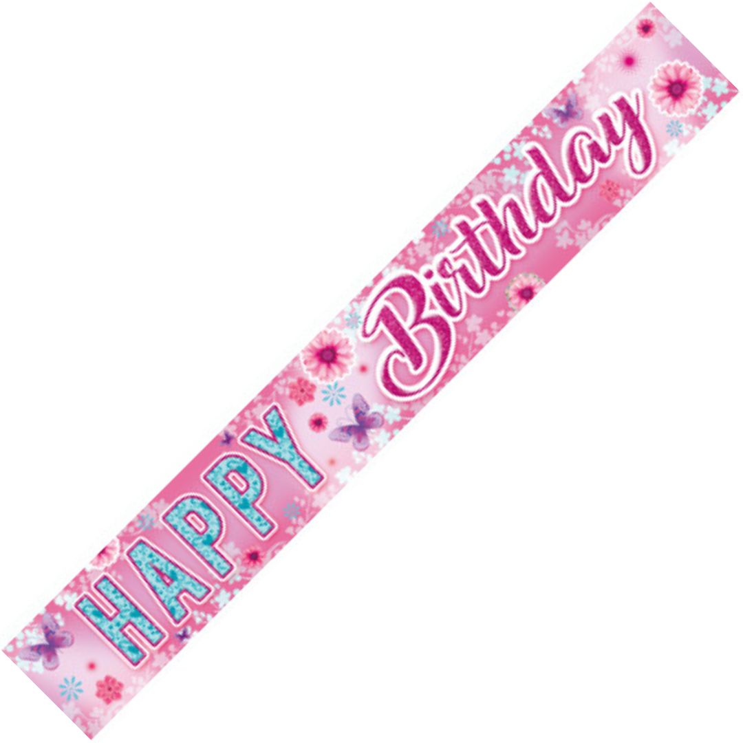 Sensations Foil Greetings Banner Happy Birthday 270 x 12.5cm Pink