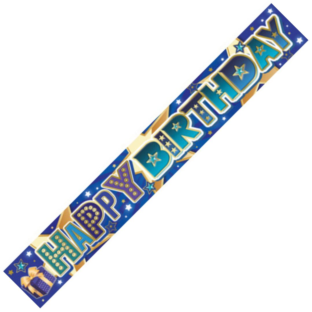 Sensations Foil Greetings Banner Happy Birthday 270 x 12.5cm Blue