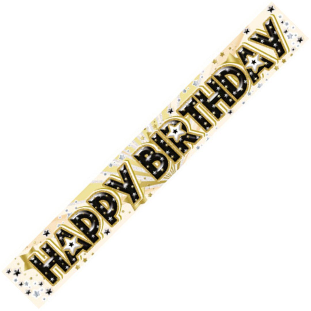 Sensations Foil Greetings Banner Happy Birthday 270 x 12.5cm Black/Gold