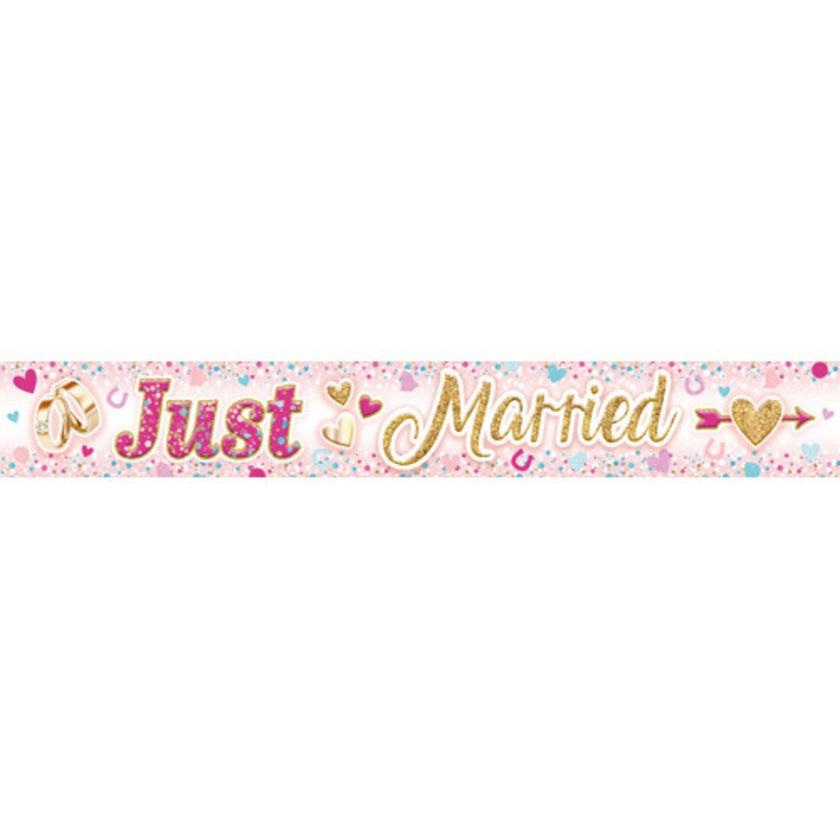 Sensations Foil Greetings Banner 270 x 12.5cm - Just Married