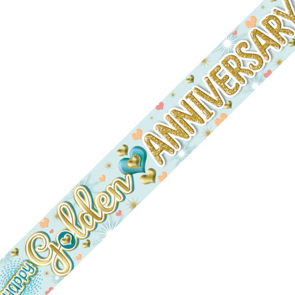 Foil Greetings Banner Happy Golden Anniversary 270 x 12.5cm