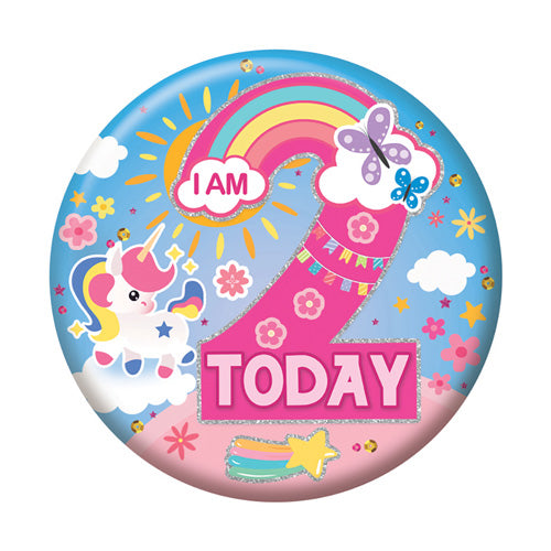 Sensations Number Badge 5.5cm - 2 Today - Unicorn