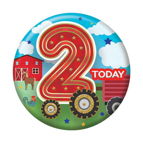 Sensations Number Badge 5.5cm - 2 Today - Farm