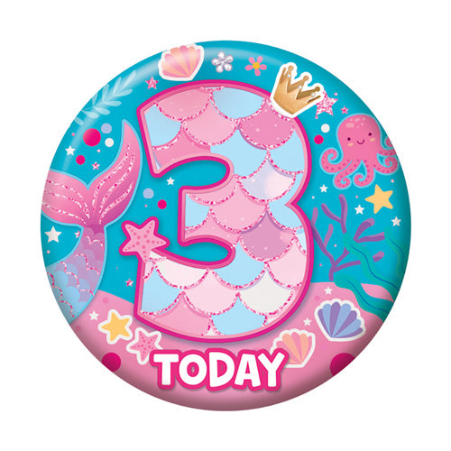 Sensations Number Badge 5.5cm - 3 Today - Mermaid