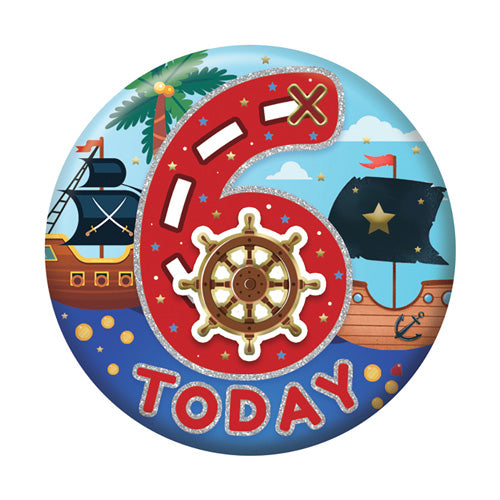 Sensations Number Badge 5.5cm - 6 Today - Pirate