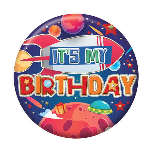 Sensations Badge 5.5cm - It's My Birthday - Space