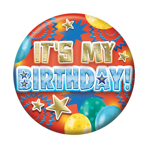 Sensations Badge 5.5cm - It's My Birthday - Pop Red