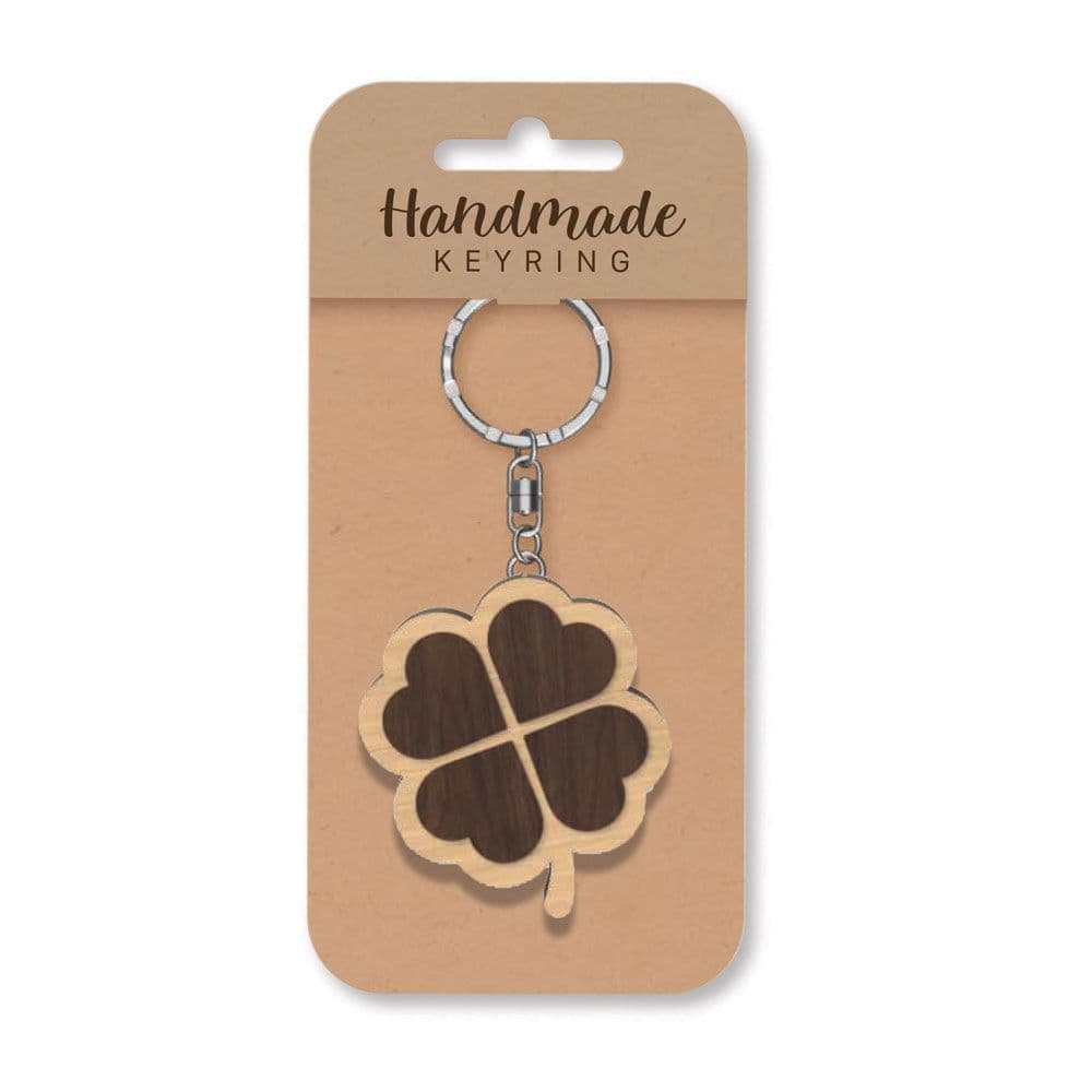 Handmade Wooden Keyring - Clover