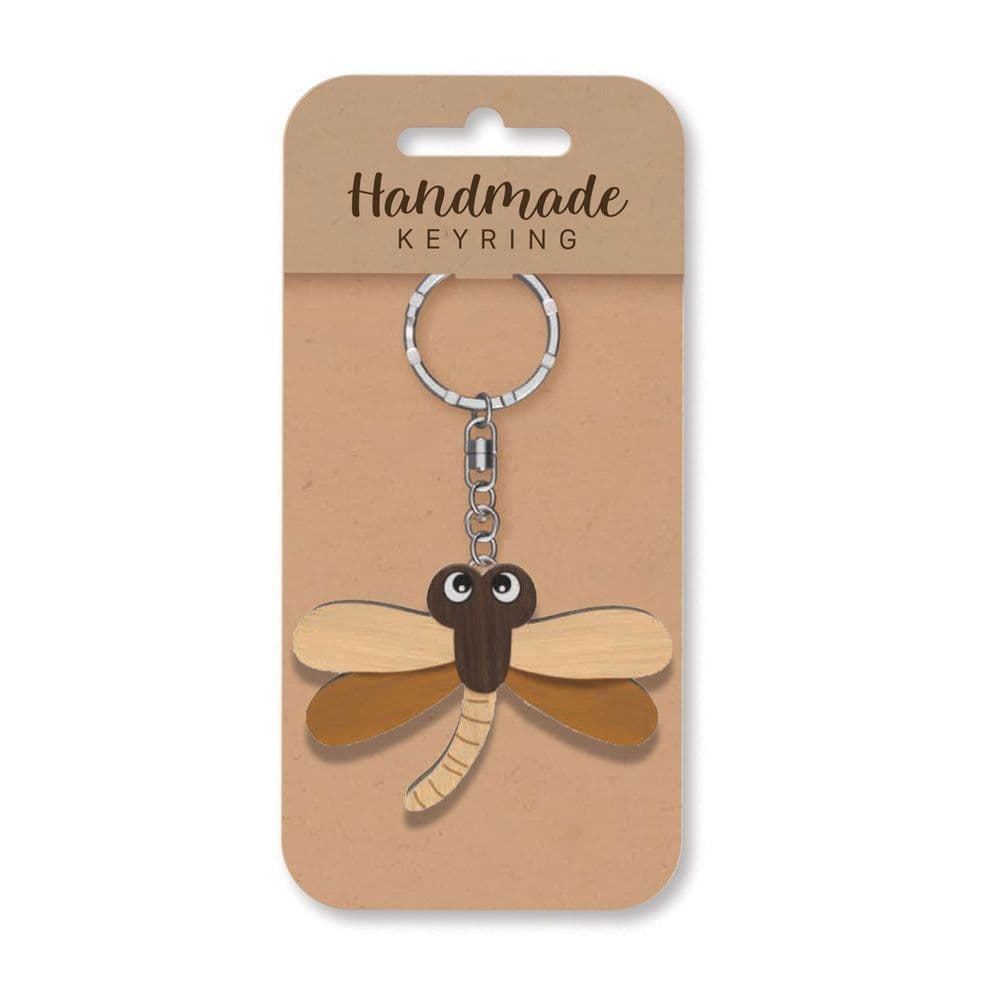 Handmade Wooden Keyring - Dragonfly