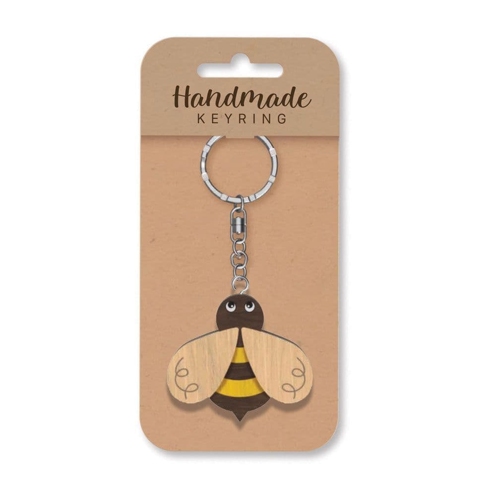 Handmade Wooden Keyring - Honey Bee