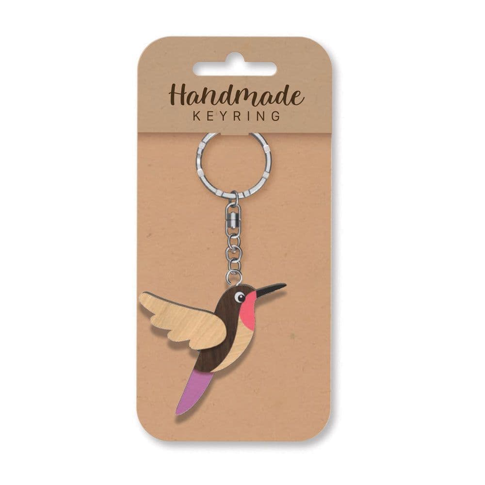 Handmade Wooden Keyring - Hummingbird