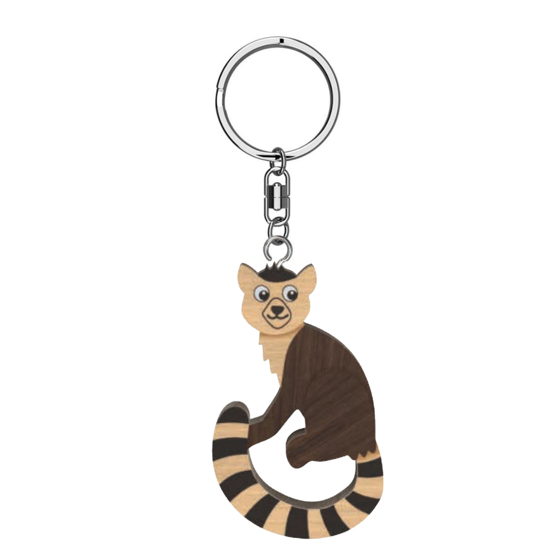 Handmade Wooden Keyring - Lemur