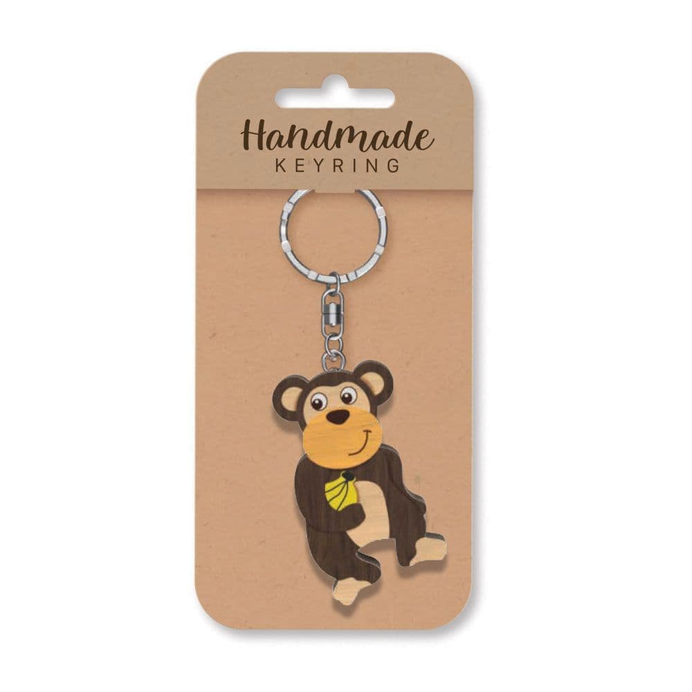 Handmade Wooden Keyring - Monkey