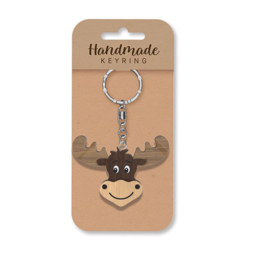 Handmade Wooden Keyring - Moose Head
