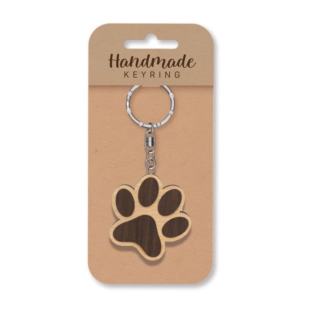 Handmade Wooden Keyring - Paw Print