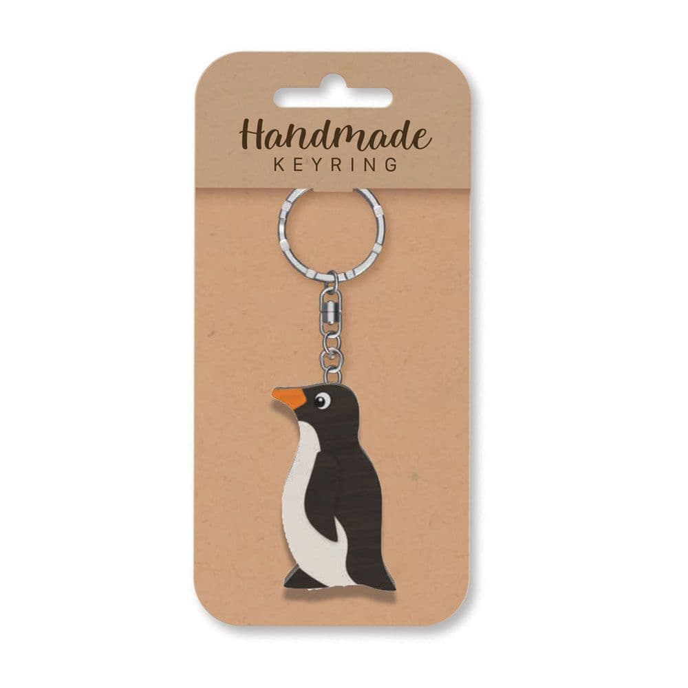 Handmade Wooden Keyring - Penguin