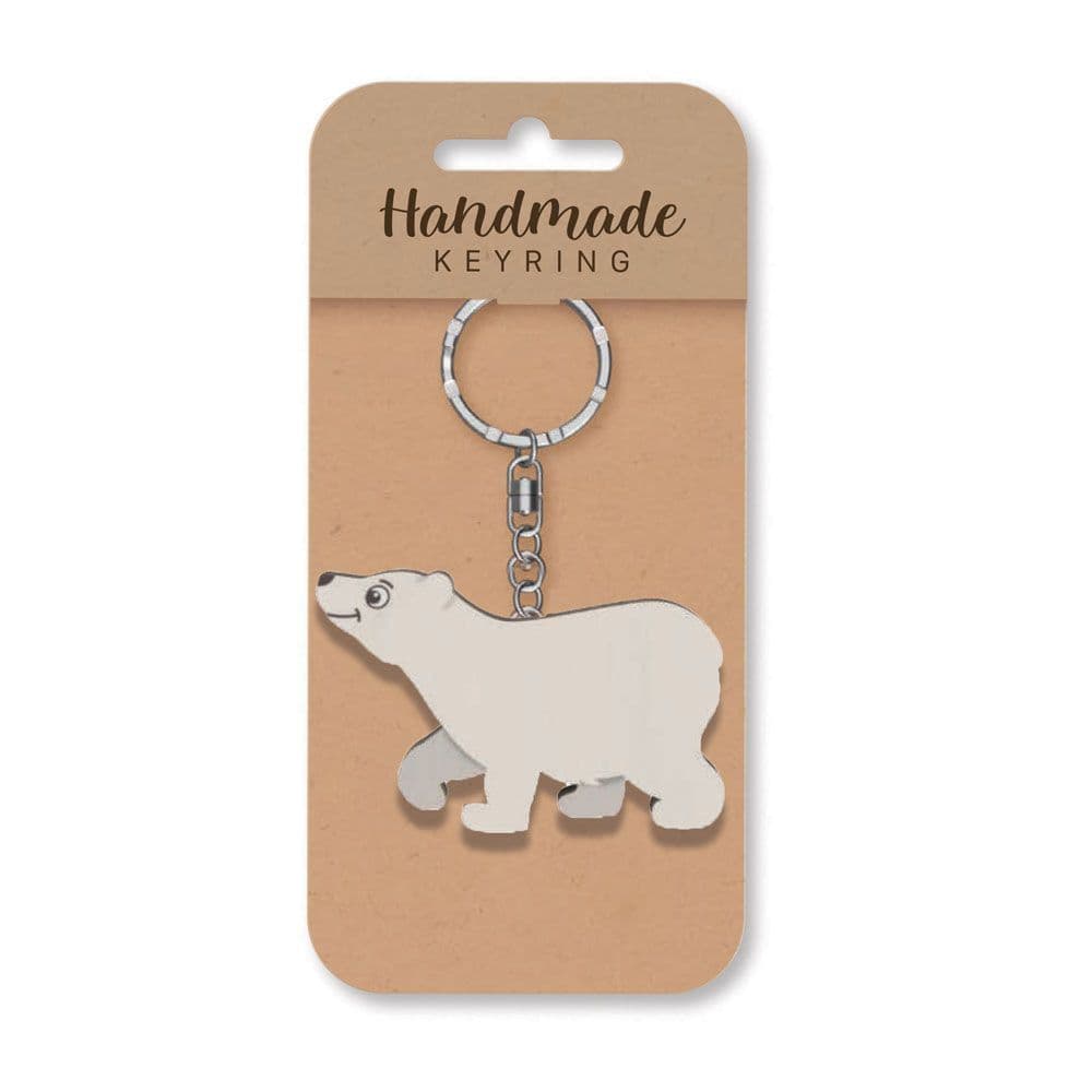 Handmade Wooden Keyring - Polar Bear