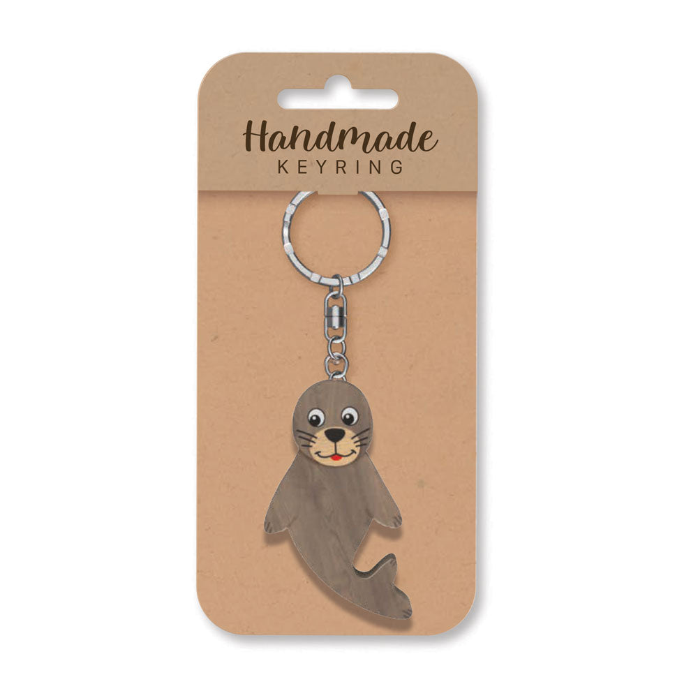 Handmade Wooden Keyring - Seal
