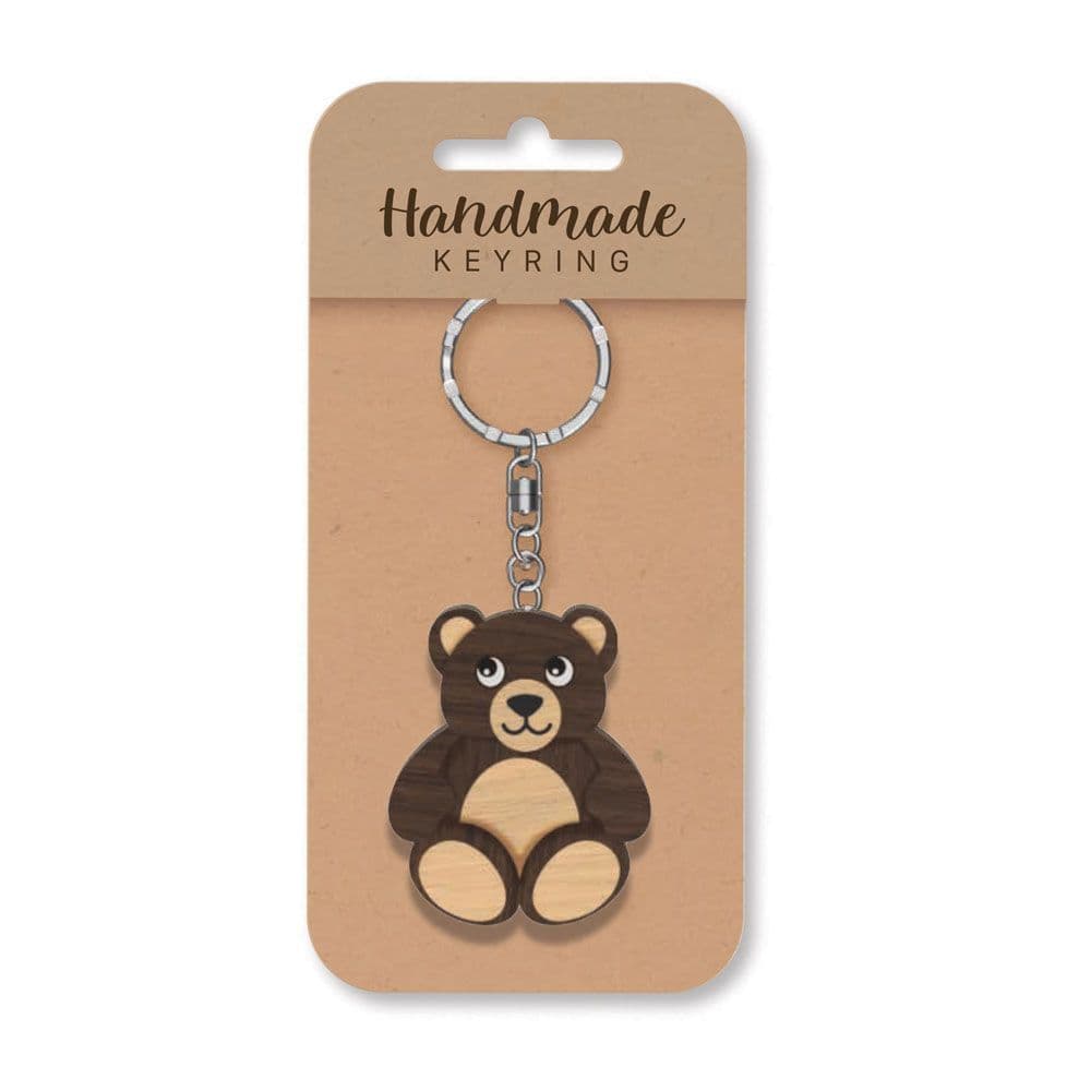 Handmade Wooden Keyring - Teddy Bear