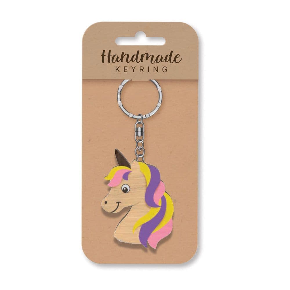 Handmade Wooden Keyring - Unicorn Head