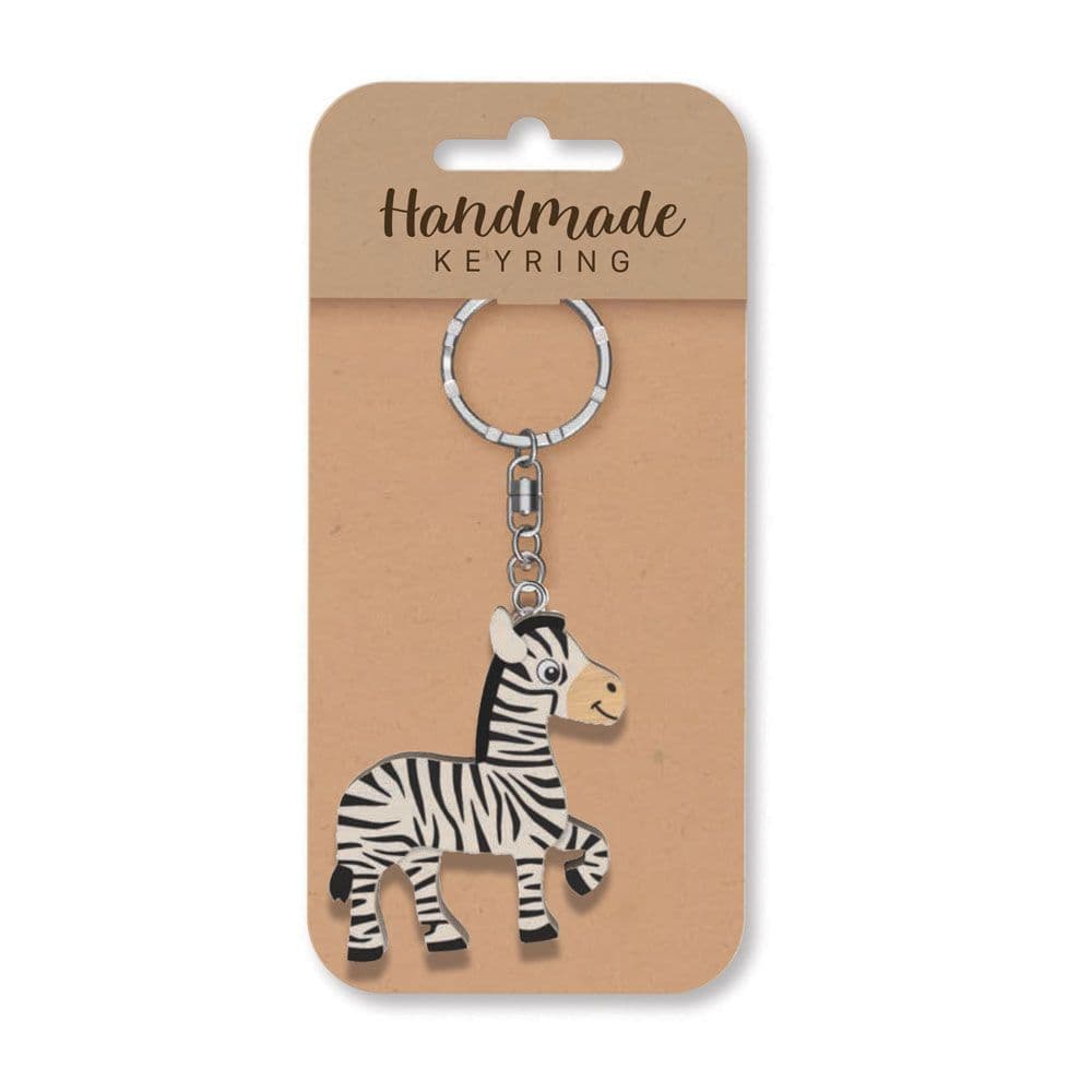 Handmade Wooden Keyring - Zebra